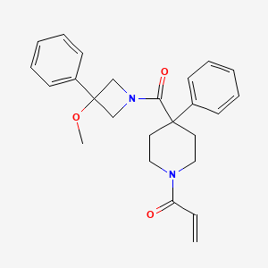 molecular formula C25H28N2O3 B2978992 1-[4-(3-Methoxy-3-phenylazetidine-1-carbonyl)-4-phenylpiperidin-1-yl]prop-2-en-1-one CAS No. 2361792-49-4