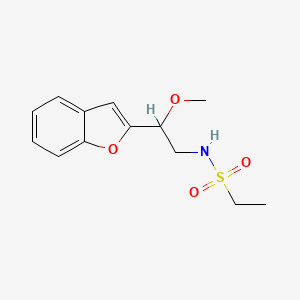 molecular formula C13H17NO4S B2978993 N-(2-(benzofuran-2-yl)-2-methoxyethyl)ethanesulfonamide CAS No. 2034292-48-1