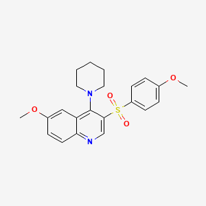 molecular formula C22H24N2O4S B2978998 4-Methoxyphenyl (6-methoxy-4-piperidino-3-quinolyl) sulfone CAS No. 866895-24-1