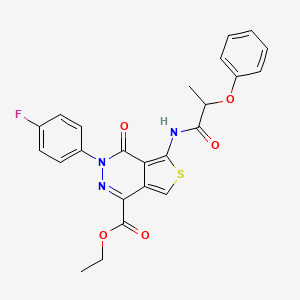 molecular formula C24H20FN3O5S B2978999 ethyl 3-(4-fluorophenyl)-4-oxo-5-(2-phenoxypropanamido)-3H,4H-thieno[3,4-d]pyridazine-1-carboxylate CAS No. 851949-68-3