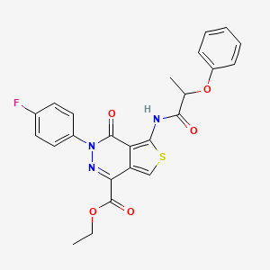 molecular formula C24H20FN3O5S B2978999 Ethyl 3-(4-fluorophenyl)-4-oxo-5-(2-phenoxypropanoylamino)thieno[3,4-d]pyridazine-1-carboxylate CAS No. 851949-68-3