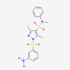 N,3,5-trimethyl-1-(3-nitrobenzenesulfonyl)-N-phenyl-1H-pyrazole-4-sulfonamide