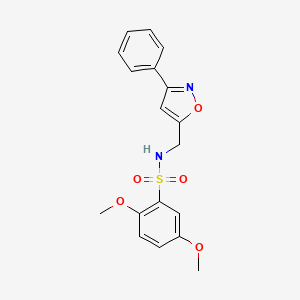 molecular formula C18H18N2O5S B2979015 2,5-dimethoxy-N-[(3-phenyl-5-isoxazolyl)methyl]benzenesulfonamide CAS No. 339016-95-4