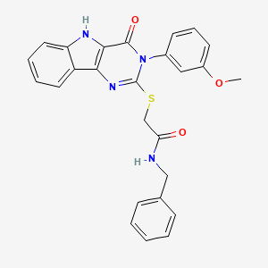 molecular formula C26H22N4O3S B2979037 N-benzyl-2-{[3-(3-methoxyphenyl)-4-oxo-3H,4H,5H-pyrimido[5,4-b]indol-2-yl]sulfanyl}acetamide CAS No. 536706-72-6