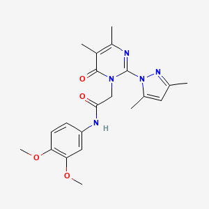 molecular formula C21H25N5O4 B2979045 N-(3,4-dimethoxyphenyl)-2-[2-(3,5-dimethyl-1H-pyrazol-1-yl)-4,5-dimethyl-6-oxo-1,6-dihydropyrimidin-1-yl]acetamide CAS No. 1002217-96-0