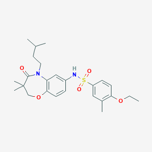 molecular formula C25H34N2O5S B2979064 4-ethoxy-N-(5-isopentyl-3,3-dimethyl-4-oxo-2,3,4,5-tetrahydrobenzo[b][1,4]oxazepin-7-yl)-3-methylbenzenesulfonamide CAS No. 922134-25-6