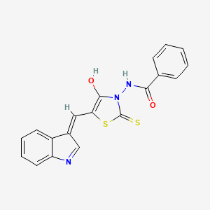 molecular formula C19H13N3O2S2 B2979069 (Z)-N-(5-((1H-indol-3-yl)methylene)-4-oxo-2-thioxothiazolidin-3-yl)benzamide CAS No. 356572-06-0