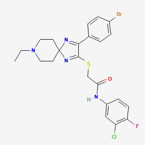 molecular formula C23H23BrClFN4OS B2979074 2-((3-(4-bromophenyl)-8-ethyl-1,4,8-triazaspiro[4.5]deca-1,3-dien-2-yl)thio)-N-(3-chloro-4-fluorophenyl)acetamide CAS No. 1184979-56-3