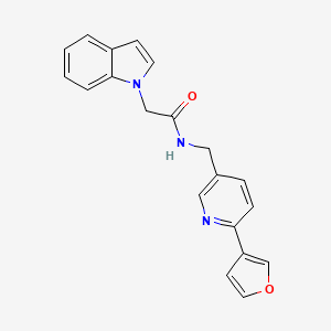 molecular formula C20H17N3O2 B2979100 N-{[6-(furan-3-yl)pyridin-3-yl]methyl}-2-(1H-indol-1-yl)acetamide CAS No. 2176270-53-2