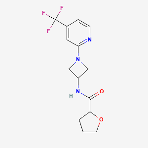 molecular formula C14H16F3N3O2 B2979146 N-{1-[4-(trifluoromethyl)pyridin-2-yl]azetidin-3-yl}oxolane-2-carboxamide CAS No. 2415553-61-4