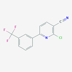 molecular formula C13H6ClF3N2 B2979153 2-Chloro-6-(3-(trifluoromethyl)phenyl)nicotinonitrile CAS No. 140692-92-8