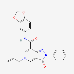 molecular formula C23H18N4O4 B2979156 N-(2H-1,3-benzodioxol-5-yl)-3-oxo-2-phenyl-5-(prop-2-en-1-yl)-2H,3H,5H-pyrazolo[4,3-c]pyridine-7-carboxamide CAS No. 921506-96-9