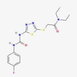 molecular formula C15H18FN5O2S2 B2979164 N,N-diethyl-2-[(5-{[(4-fluorophenyl)carbamoyl]amino}-1,3,4-thiadiazol-2-yl)sulfanyl]acetamide CAS No. 886937-02-6