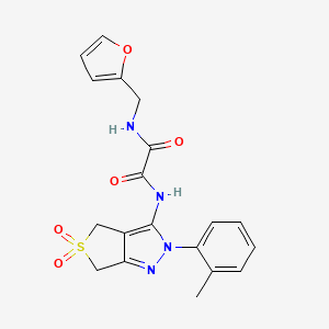 molecular formula C19H18N4O5S B2979259 N'-[(furan-2-yl)methyl]-N-[2-(2-methylphenyl)-5,5-dioxo-2H,4H,6H-5lambda6-thieno[3,4-c]pyrazol-3-yl]ethanediamide CAS No. 899751-21-4