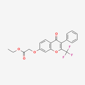 molecular formula C20H15F3O5 B2979450 Ethyl 2-[4-oxo-3-phenyl-2-(trifluoromethyl)chromen-7-yl]oxyacetate CAS No. 449740-84-5