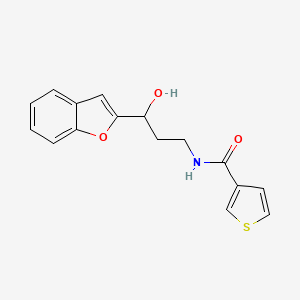 molecular formula C16H15NO3S B2979463 N-[3-(1-BENZOFURAN-2-YL)-3-HYDROXYPROPYL]THIOPHENE-3-CARBOXAMIDE CAS No. 1448136-36-4