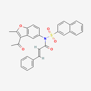 molecular formula C30H23NO5S B2979484 N-(3-acetyl-2-methylbenzofuran-5-yl)-N-(naphthalen-2-ylsulfonyl)cinnamamide CAS No. 463353-27-7