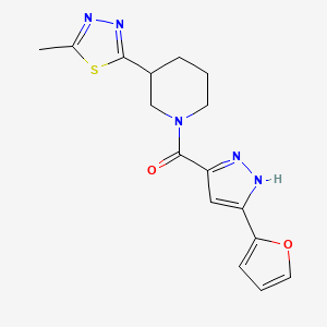 B2979493 (3-(furan-2-yl)-1H-pyrazol-5-yl)(3-(5-methyl-1,3,4-thiadiazol-2-yl)piperidin-1-yl)methanone CAS No. 1297606-90-6