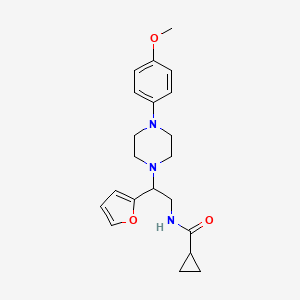 molecular formula C21H27N3O3 B2979507 N-[2-(furan-2-yl)-2-[4-(4-methoxyphenyl)piperazin-1-yl]ethyl]cyclopropanecarboxamide CAS No. 877634-20-3