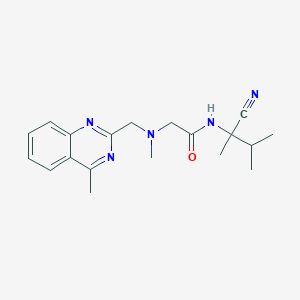 molecular formula C19H25N5O B2979508 N-(1-cyano-1,2-dimethylpropyl)-2-{methyl[(4-methylquinazolin-2-yl)methyl]amino}acetamide CAS No. 1258778-23-2