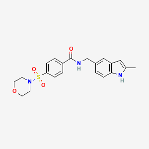 molecular formula C21H23N3O4S B2979689 N-[(2-methyl-1H-indol-5-yl)methyl]-4-(morpholine-4-sulfonyl)benzamide CAS No. 852136-85-7