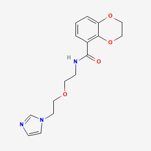 molecular formula C16H19N3O4 B2979691 N-(2-(2-(1H-imidazol-1-yl)ethoxy)ethyl)-2,3-dihydrobenzo[b][1,4]dioxine-5-carboxamide CAS No. 2034391-14-3