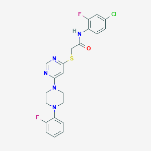 molecular formula C22H20ClF2N5OS B2979692 N-{5-[(4-{[(4-chlorophenyl)sulfonyl]amino}piperidin-1-yl)carbonyl]-2-methylphenyl}acetamide CAS No. 1251625-28-1