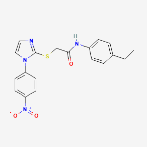 molecular formula C19H18N4O3S B2979784 N-(4-ethylphenyl)-2-[1-(4-nitrophenyl)imidazol-2-yl]sulfanylacetamide CAS No. 851079-67-9