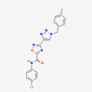 molecular formula C19H15ClN6O2 B2979790 N-(4-chlorophenyl)-3-{1-[(4-methylphenyl)methyl]-1H-1,2,3-triazol-4-yl}-1,2,4-oxadiazole-5-carboxamide CAS No. 1251573-58-6