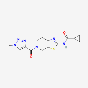 molecular formula C14H16N6O2S B2979811 N-(5-(1-methyl-1H-1,2,3-triazole-4-carbonyl)-4,5,6,7-tetrahydrothiazolo[5,4-c]pyridin-2-yl)cyclopropanecarboxamide CAS No. 1351653-75-2