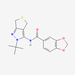 molecular formula C17H19N3O3S B2979819 N-(2-(tert-butyl)-4,6-dihydro-2H-thieno[3,4-c]pyrazol-3-yl)benzo[d][1,3]dioxole-5-carboxamide CAS No. 476459-24-2