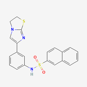 molecular formula C21H17N3O2S2 B2979823 N-(3-(2,3-dihydroimidazo[2,1-b]thiazol-6-yl)phenyl)naphthalene-2-sulfonamide CAS No. 893973-80-3