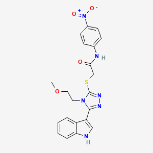 2-((5-(1H-indol-3-yl)-4-(2-methoxyethyl)-4H-1,2,4-triazol-3-yl)thio)-N-(4-nitrophenyl)acetamide