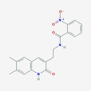 N-[2-(6,7-dimethyl-2-oxo-1H-quinolin-3-yl)ethyl]-2-nitrobenzamide
