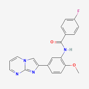 4-fluoro-N-(5-(imidazo[1,2-a]pyrimidin-2-yl)-2-methoxyphenyl)benzamide