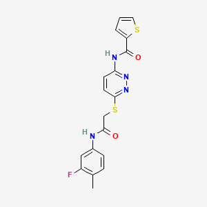 N-(6-((2-((3-fluoro-4-methylphenyl)amino)-2-oxoethyl)thio)pyridazin-3-yl)thiophene-2-carboxamide