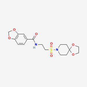 N-(2-(1,4-dioxa-8-azaspiro[4.5]decan-8-ylsulfonyl)ethyl)benzo[d][1,3]dioxole-5-carboxamide