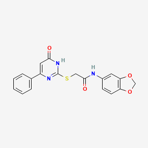 N-(benzo[d][1,3]dioxol-5-yl)-2-((6-oxo-4-phenyl-1,6-dihydropyrimidin-2-yl)thio)acetamide