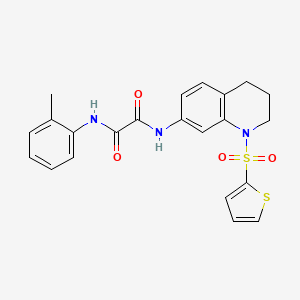 molecular formula C22H21N3O4S2 B2979994 N1-(1-(thiophen-2-ylsulfonyl)-1,2,3,4-tetrahydroquinolin-7-yl)-N2-(o-tolyl)oxalamide CAS No. 898448-36-7