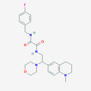 molecular formula C25H31FN4O3 B2980004 N'-[(4-fluorophenyl)methyl]-N-[2-(1-methyl-1,2,3,4-tetrahydroquinolin-6-yl)-2-(morpholin-4-yl)ethyl]ethanediamide CAS No. 922120-21-6