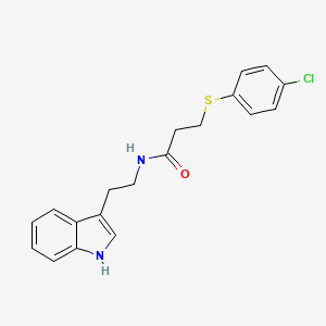 molecular formula C19H19ClN2OS B2980006 3-(4-氯苯基)硫代-N-[2-(1H-吲哚-3-基)乙基]丙酰胺 CAS No. 1016392-74-7