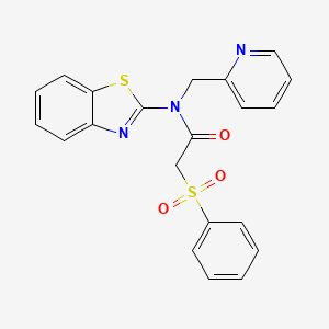molecular formula C21H17N3O3S2 B2980007 N-(苯并[d]噻唑-2-基)-2-(苯磺酰基)-N-(吡啶-2-基甲基)乙酰胺 CAS No. 898351-17-2