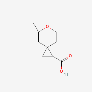 molecular formula C10H16O3 B2980014 5,5-Dimethyl-6-oxaspiro[2.5]octane-1-carboxylic acid CAS No. 1406908-37-9