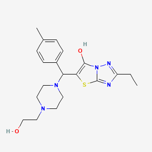 molecular formula C20H27N5O2S B2980025 2-Ethyl-5-((4-(2-hydroxyethyl)piperazin-1-yl)(p-tolyl)methyl)thiazolo[3,2-b][1,2,4]triazol-6-ol CAS No. 898366-81-9
