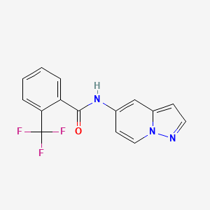 molecular formula C15H10F3N3O B2980026 N-(吡唑并[1,5-a]吡啶-5-基)-2-(三氟甲基)苯甲酰胺 CAS No. 2034265-99-9