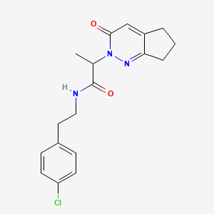 molecular formula C18H20ClN3O2 B2980076 N-(4-chlorophenethyl)-2-(3-oxo-3,5,6,7-tetrahydro-2H-cyclopenta[c]pyridazin-2-yl)propanamide CAS No. 2034307-85-0