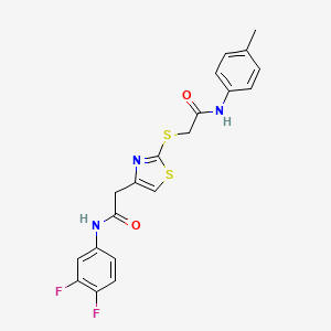 molecular formula C20H17F2N3O2S2 B2980079 N-(3,4-difluorophenyl)-2-(2-((2-oxo-2-(p-tolylamino)ethyl)thio)thiazol-4-yl)acetamide CAS No. 942001-60-7