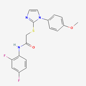 molecular formula C18H15F2N3O2S B2980080 N-(2,4-difluorophenyl)-2-((1-(4-methoxyphenyl)-1H-imidazol-2-yl)thio)acetamide CAS No. 688335-98-0