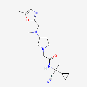 molecular formula C18H27N5O2 B2980082 N-(1-cyano-1-cyclopropylethyl)-2-(3-{methyl[(5-methyl-1,3-oxazol-2-yl)methyl]amino}pyrrolidin-1-yl)acetamide CAS No. 1423250-06-9