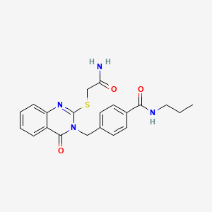 molecular formula C21H22N4O3S B2980090 4-((2-((2-amino-2-oxoethyl)thio)-4-oxoquinazolin-3(4H)-yl)methyl)-N-propylbenzamide CAS No. 941877-37-8